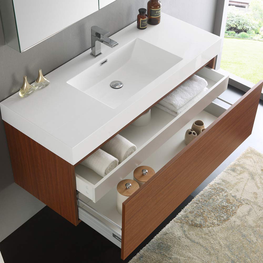 Fresca FVN8011GO Fresca Mezzo 48" Gray Oak Wall Hung Modern Bathroom Vanity w/ Medicine Cabinet