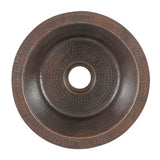 Premier Copper Products BR12DB2 12-inch Round Hammered Copper Bar Sink with 2-inch Drain Opening