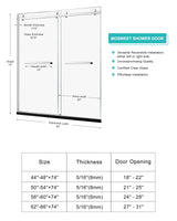 Milano Double Sliding Shower Door, 60 in.W x 74 in.H Framed Shower Door 5/16"(8mm) Clear Tempered Glass, 18 inch Pull Handle, Stainless Steel Hardware, Matte Black Finished