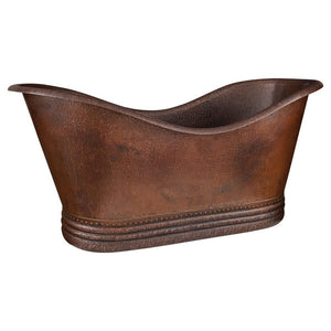 Premier Copper Products BTD67DB 67-Inch Hammered Copper Double Slipper Bathtub, Oil Rubbed Bronze