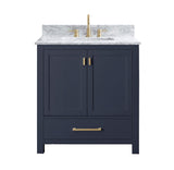 Avanity Modero 31 in. Vanity in Navy Blue with Carrara White Marble Top