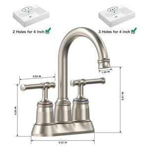 Classical 8 inch Bathroom Faucet, Bathroom faucets for Sink 3 Holes, Widespread Brushed Nickel Bathroom Faucet with Pop Up Drain and cUPC Lead-Free Hose (Brushed Nickel 2 Packs)