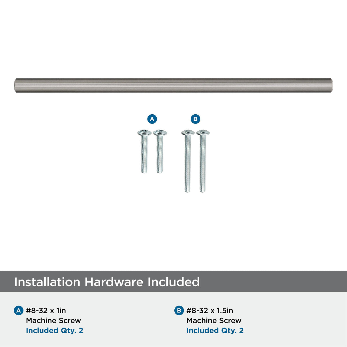 Amerock Cabinet Pull Sterling Nickel 7-9/16 inch (192 mm) Center to Center Bar Pulls 1 Pack Drawer Pull Drawer Handle Cabinet Hardware