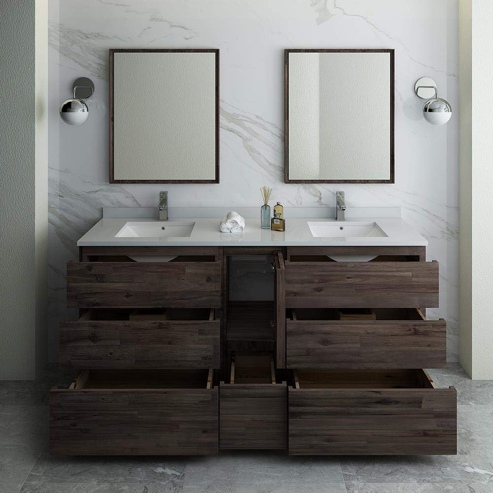 Fresca FVN31-301230ACA-FC Fresca Formosa 72" Floor Standing Double Sink Modern Bathroom Vanity w/ Mirrors