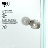 VIGO VG6061CHCL42 40.0" -40.0" W -73.75" H Frameless Hinged Neo-angle Shower Enclosure with Clear 0.38" Tempered Glass and Stainless Steel Hardware in Chrome Finish with Reversible Handle