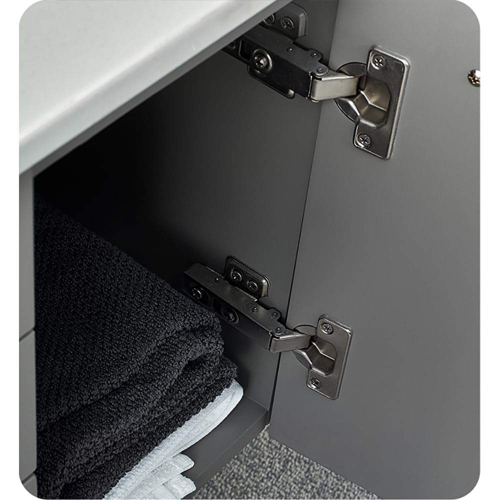 Fresca FCB6136GR-VSL-L-CWH-V Fresca Lucera 36" Gray Wall Hung Modern Bathroom Cabinet w/ Top & Vessel Sink - Left Version