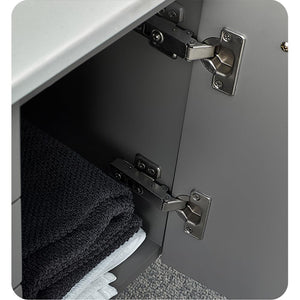 Fresca FCB6136GR-VSL-L-CWH-V Fresca Lucera 36" Gray Wall Hung Modern Bathroom Cabinet w/ Top & Vessel Sink - Left Version