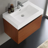 Fresca FCB8007TK-I Fresca Mezzo 30" Teak Wall Hung Modern Bathroom Cabinet w/ Integrated Sink