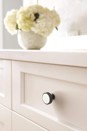 Amerock Cabinet Knob Matte Black/Frosted 1-3/8 inch (35 mm) Diameter Oberon 1 Pack Drawer Knob Cabinet Hardware