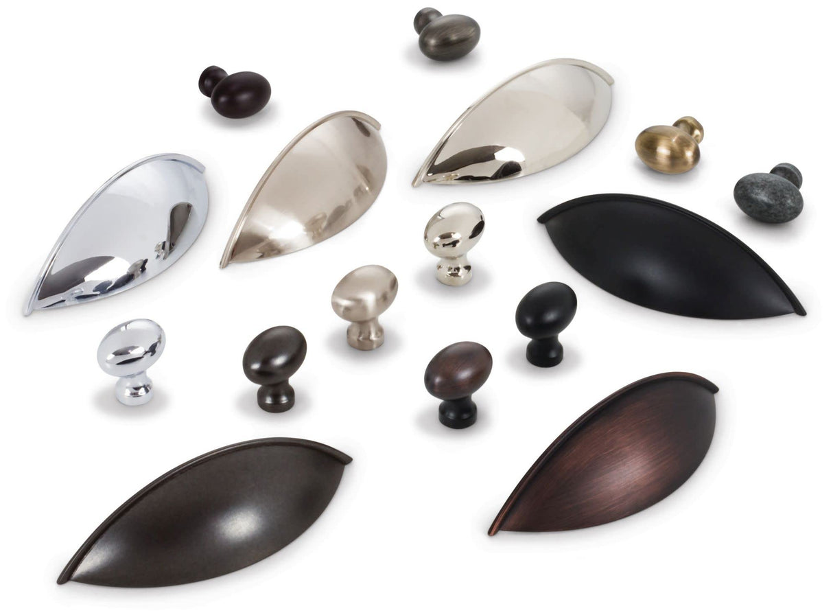 Jeffrey Alexander 3990-PC 1-3/16" Overall Length Polished Chrome Football Bordeaux Cabinet Knob