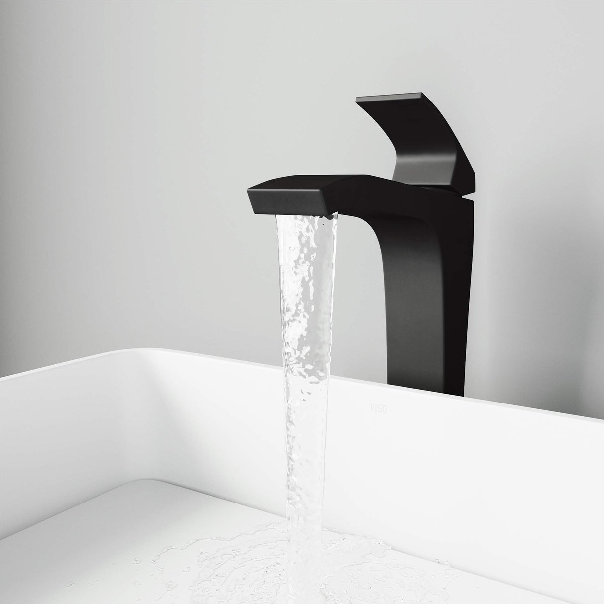 VIGO Blackstonian 11.625 inch H Single Hole Single Handle Bathroom Faucet in Matte Black - Vessel Sink Faucet VG03018MB