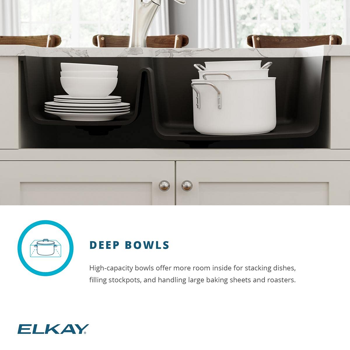 Elkay Quartz Classic ELGOU3321LBQ0 Bisque Offset 40/60 Double Bowl Undermount Sink