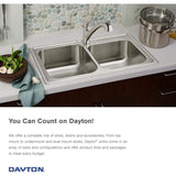 Elkay Dayton DSE233223 Equal Double Bowl Top Mount Stainless Steel Sink, 33 x 22