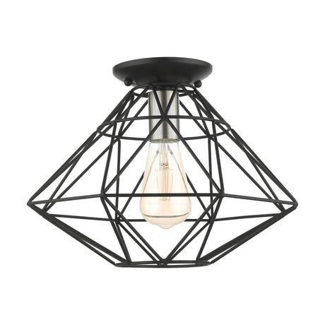 Livex Lighting 46248-04 Geometric Collection 1-Light Flush Mount Ceiling Light, Black
