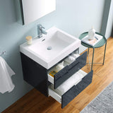 Fresca FVN8324GG Fresca Valencia 24" Dark Slate Gray Wall Hung Modern Bathroom Vanity w/ Medicine Cabinet