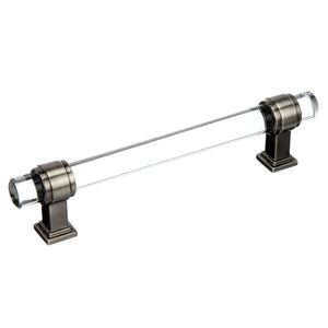 Amerock Cabinet Pull Clear/Gunmetal 5-1/16 inch (128 mm) Center to Center Glacio 1 Pack Drawer Pull Drawer Handle Cabinet Hardware