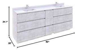 Fresca FCB31-361236RWH-FC Fresca Formosa 82" Floor Standing Double Sink Modern Bathroom Cabinet in Rustic White