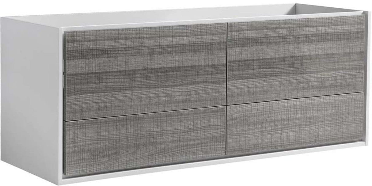 Fresca FCB9260HA-S Fresca Catania 60" Glossy Ash Gray Wall Hung Single Sink Modern Bathroom Cabinet