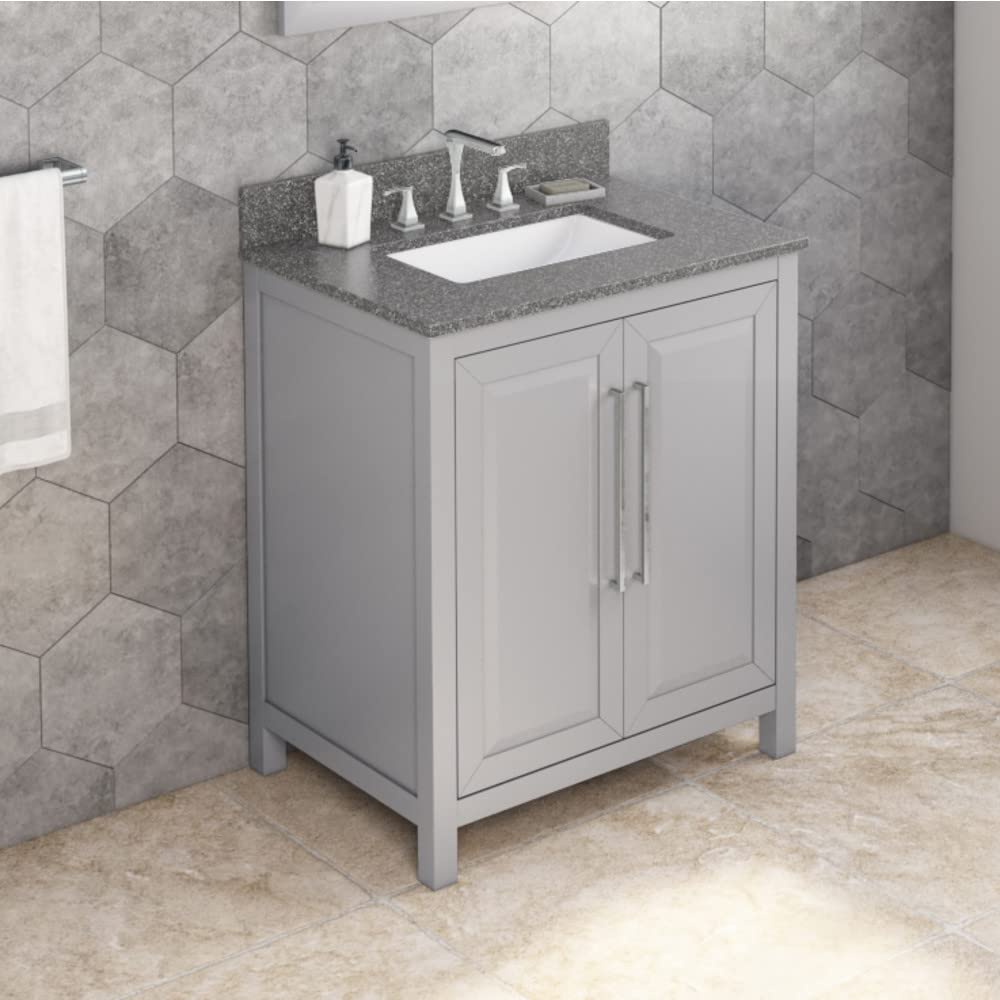 Jeffrey Alexander VKITCAD30GRBOR 30" Grey Cade Vanity, Boulder Cultured Marble Vanity Top, undermount rectangle bowl