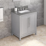 Jeffrey Alexander VKITCAD30GRBOR 30" Grey Cade Vanity, Boulder Cultured Marble Vanity Top, undermount rectangle bowl