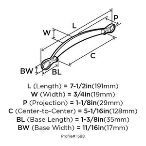 Amerock Cabinet Pull Satin Nickel 5-1/16 inch (128 mm) Center to Center Inspirations 1 Pack Drawer Pull Drawer Handle Cabinet Hardware