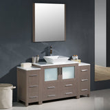 Fresca FVN62-123612GO-VSL Fresca Torino 60" Gray Oak Modern Bathroom Vanity w/ 2 Side Cabinets & Vessel Sink