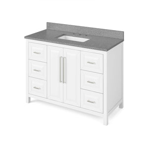 Jeffrey Alexander VKITCAD48WHSGR 48" White Cade Vanity, Steel Grey Cultured Marble Vanity Top, undermount rectangle bowl