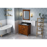 Jeffrey Alexander VKITCHA36CHBGR 36" Chocolate Chatham Vanity, Black Granite Vanity Top, undermount rectangle bowl