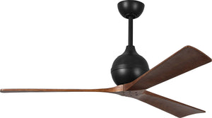 Matthews Fan IR3-BK-WA-60 Irene-3 three-blade paddle fan in Matte Black finish with 60" solid walnut tone blades.