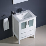 Fresca FVN6224WH-UNS Fresca Torino 24" White Modern Bathroom Vanity w/ Integrated Sink