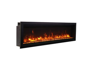 Amantii SYM-34 Symmetry Smart Electric  34" Indoor / Outdoor WiFi Enabled Built In Fireplace, Featuring a MultiFunction Remote Control , Multi Speed Flame Motor and a 10 piece Birch Log Set