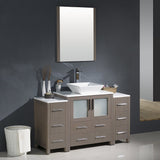 Fresca FVN62-123012GO-VSL Fresca Torino 54" Gray Oak Modern Bathroom Vanity w/ 2 Side Cabinets & Vessel Sink