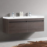 Fresca FCB8040TK-I Fresca Largo 57" Teak Modern Double Sink Bathroom Cabinet w/ Integrated Sinks