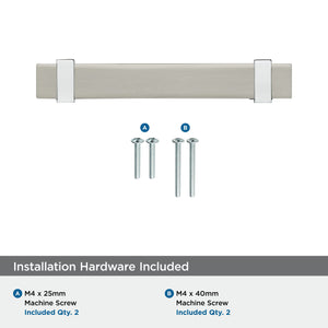 Amerock Cabinet Pull Satin Nickel/Polished Chrome 3-3/4 inch (96 mm) Center to Center Overton 1 Pack Drawer Pull Drawer Handle Cabinet Hardware