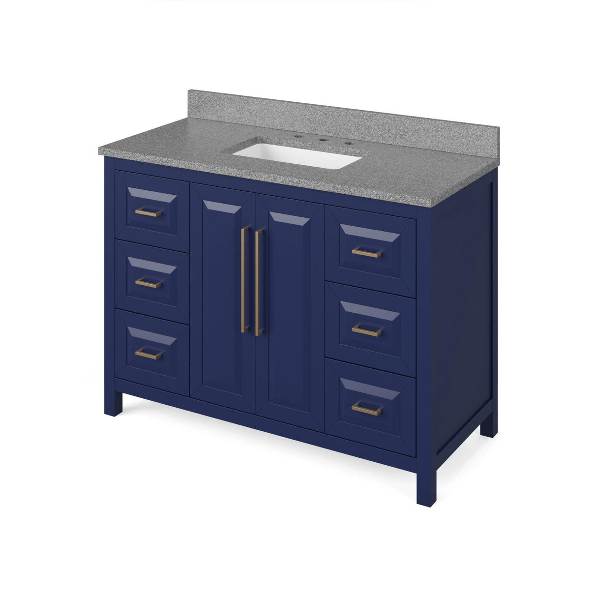 Jeffrey Alexander VKITCAD48BLSGR 48" Hale Blue Cade Vanity, Steel Grey Cultured Marble Vanity Top, undermount rectangle bowl
