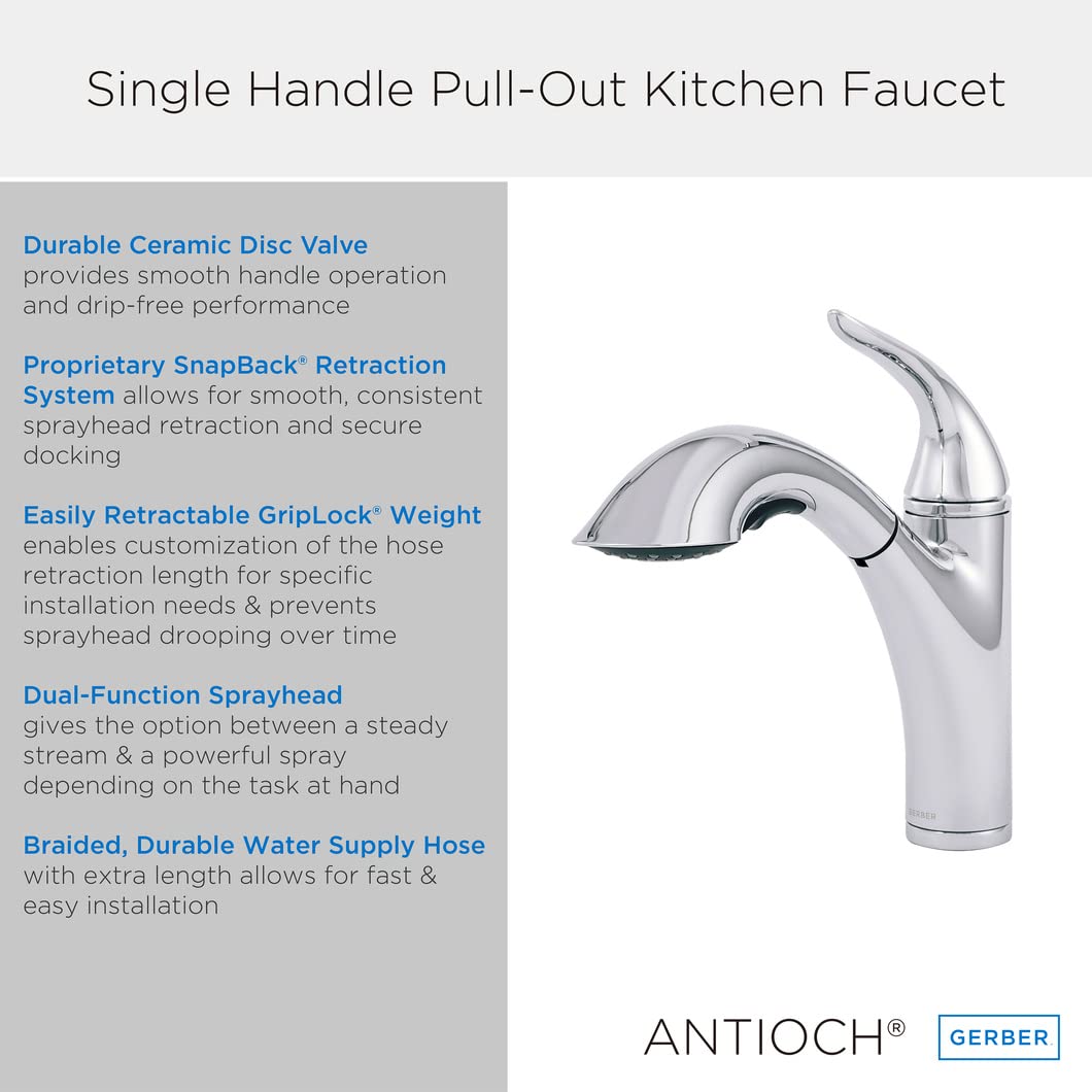 Gerber D455221SS Stainless Steel Antioch Single Handle Pull-out Kitchen Faucet