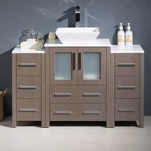 Fresca FCB62-122412WH-CWH-V Fresca Torino 48" White Modern Bathroom Cabinets w/ Top & Vessel Sink