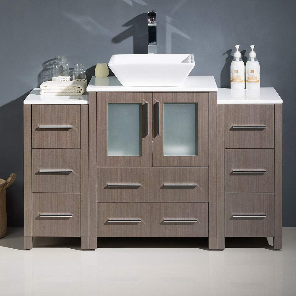 Fresca FCB62-122412ES-CWH-V Fresca Torino 48" Espresso Modern Bathroom Cabinets w/ Top & Vessel Sink