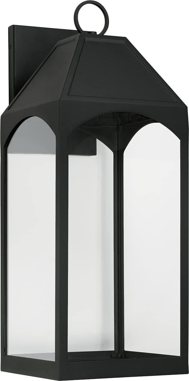 Capital Lighting 946341BK-GL Burton 1 Light Outdoor Wall Lantern Black