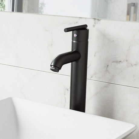 VIGO Seville 13 inch H Single Hole Single Handle Bathroom Faucet in Matte Black - Vessel Sink Faucet VG03009MB