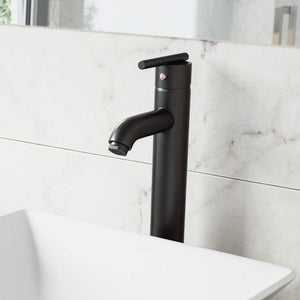 VIGO Seville 13 inch H Single Hole Single Handle Bathroom Faucet in Matte Black - Vessel Sink Faucet VG03009MB