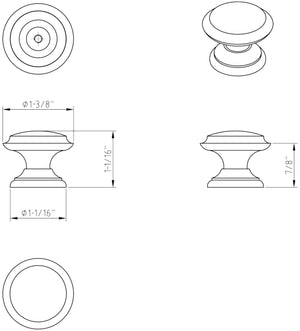 Jeffrey Alexander 0251SN 1-3/8" Diameter Satin Nickel Cordova Cabinet Knob