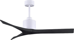 Matthews Fan MW-MWH-BK-52 Mollywood 6-speed contemporary ceiling fan in Matte White finish with 52” solid matte black wood blades