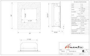 Amantii WM-BI-2428-VLR-BG Wall Mount or Built In Smart Electric, WiFi Enabled Fireplace, includes a Black Glass Surround, MultiFunction Remote Control and Multi Speed Flame Motor, and 7 Piece Oak Log Set and Sable Glass