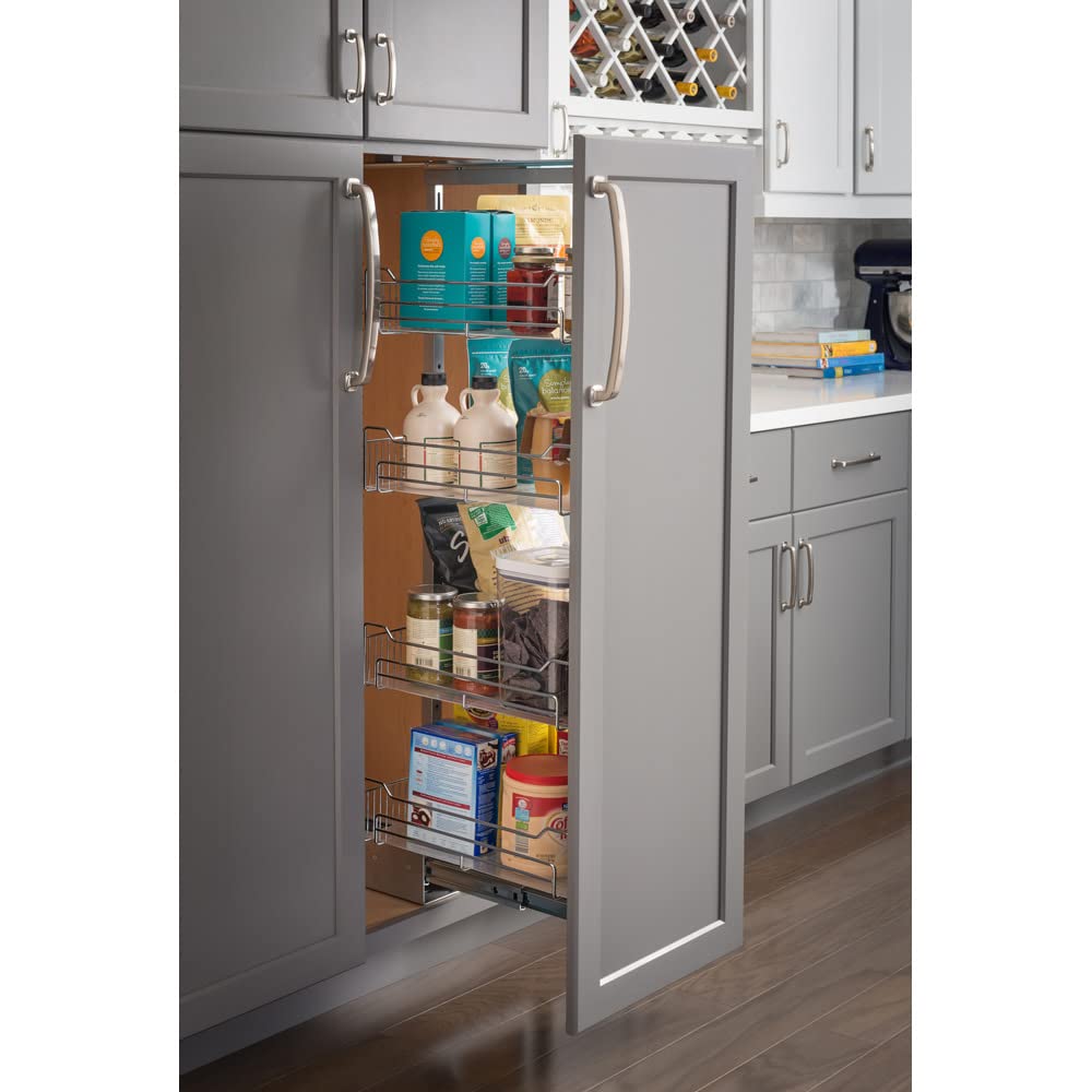 Hardware Resources CPPO1586SC 15" Wide 86" Tall Chrome Wire Soft-close Pantry Pullout