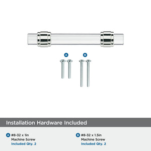 Amerock Cabinet Pull Clear/Polished Chrome 3 inch (76 mm) Center to Center Glacio 1 Pack Drawer Pull Drawer Handle Cabinet Hardware