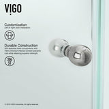VIGO VG6061CHCL38 36.13" -36.13" W -73.38" H Frameless Hinged Neo-angle Shower Enclosure with Clear 0.38" Tempered Glass and Stainless Steel Hardware in Chrome Finish with Reversible Handle