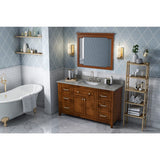 Jeffrey Alexander VKITCHA60SCHSGR 60" Chocolate Chatham Vanity, Steel Grey Cultured Marble Vanity Top, undermount rectangle bowl