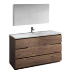 Fresca FVN9360RW-S Fresca Lazzaro 60" Rosewood Free Standing Single Sink Modern Bathroom Vanity w/ Medicine Cabinet