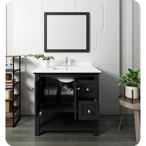 Fresca FVN2336BL Fresca Manchester 36" Black Traditional Bathroom Vanity w/ Mirror